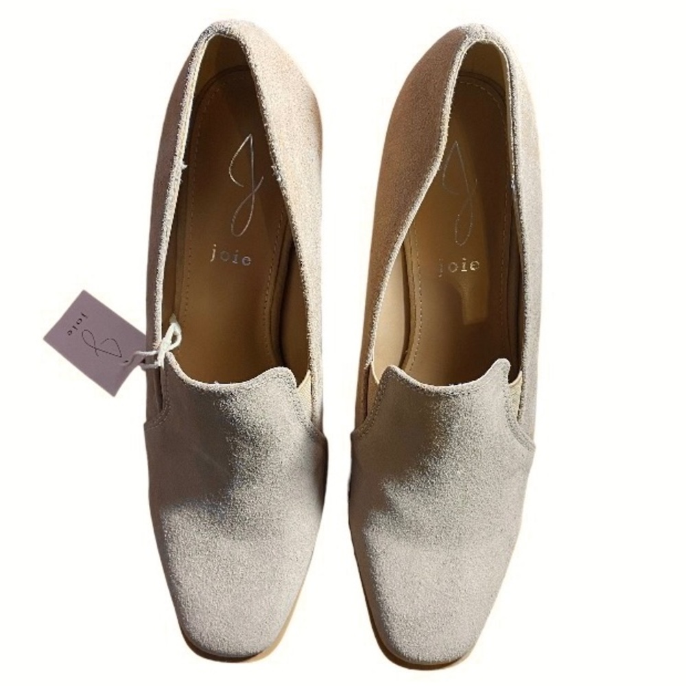Joie Heeled Loafers Suede Square Toe Block Heel Tan Cushion Insole Womens Size 8 - Picture 5 of 13